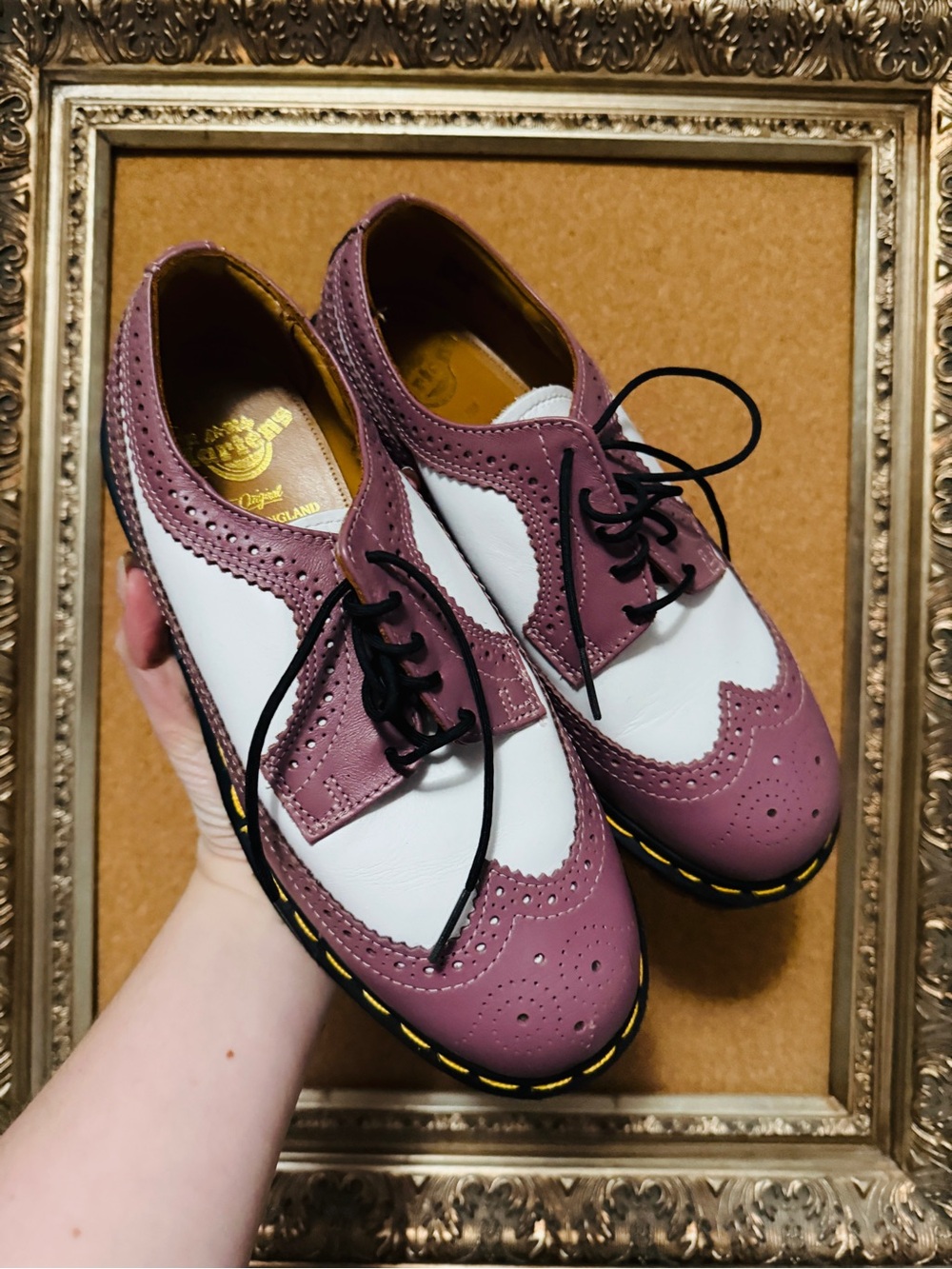 Dr. Martens Two-Tone Wingtip Loafers - White & Mauve